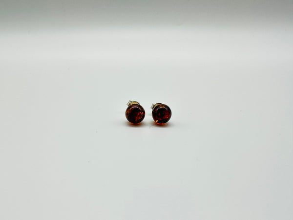 Ohrstecker - Bernstein/ 925er Silber/ Gestiftete Kugel