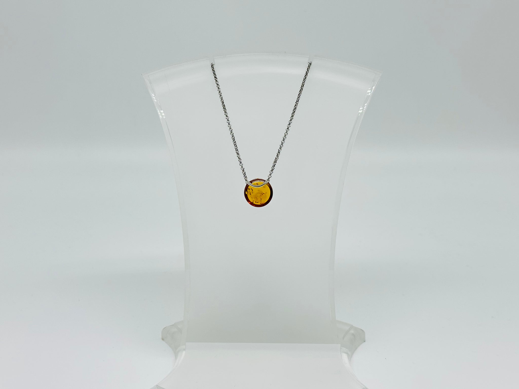 Bernsteinkette / 925er Silber (rhodiniert)/ Baltischer Bernstein/ 42-47 cm
