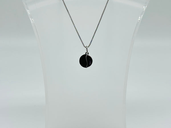 Edelsteinkette (Onyx) / 925er Silber (rhodiniert)/ 45 cm