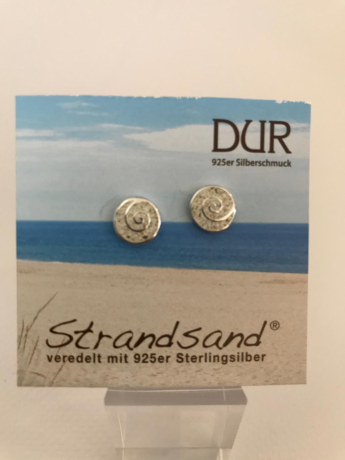 Ohrstecker - "DUR Sandspirale" Strandsand/ 925er Silber (rhodiniert)