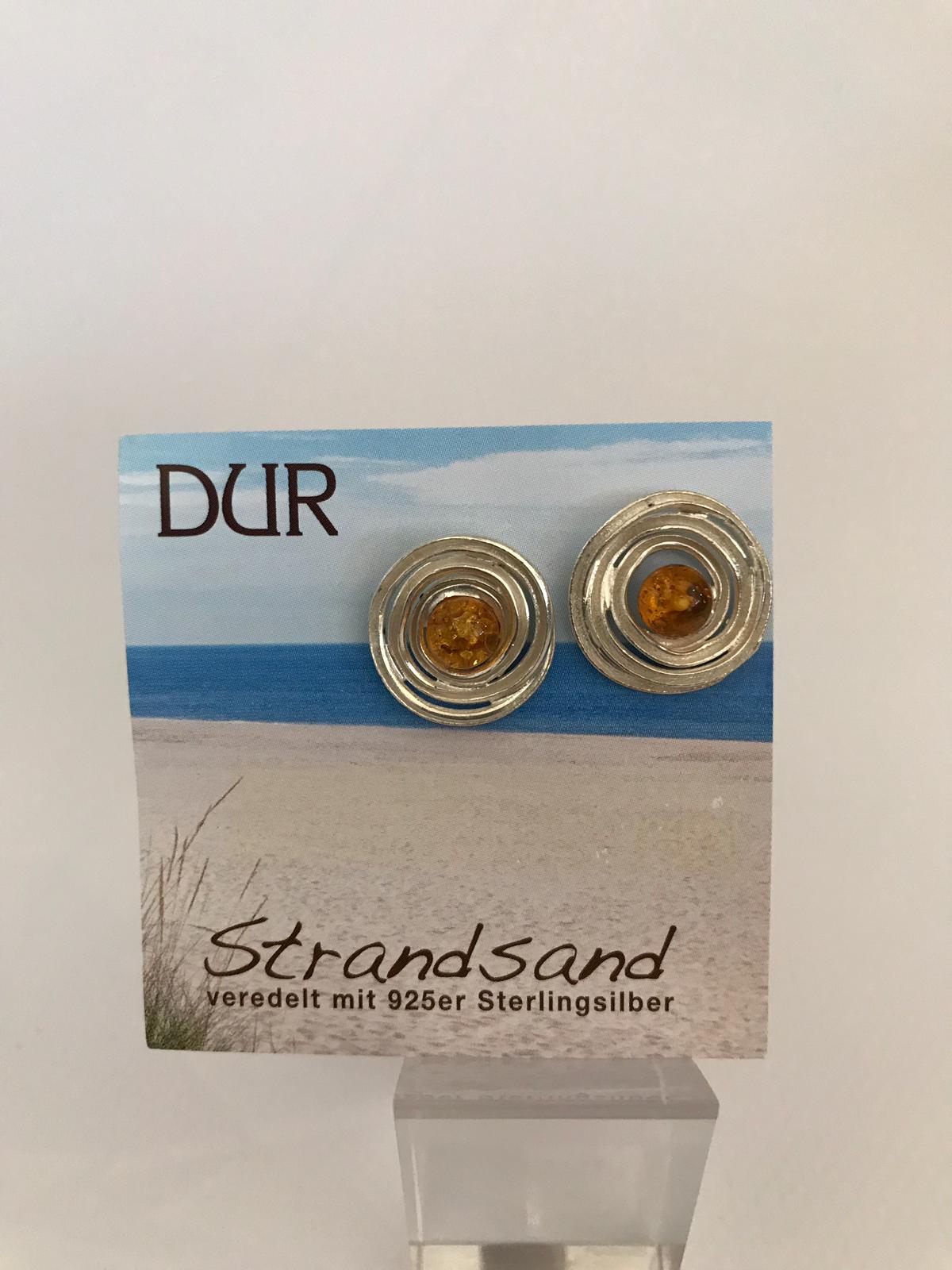 Ohrstecker - "DUR Meeresgold“ Baltischer Bernstein/ 925er Silber