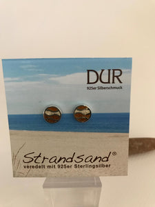 Ohrstecker - "DUR Strandlust" Strandsand/ Baltischer Bernstein/ 925er Silber (rhodiniert)