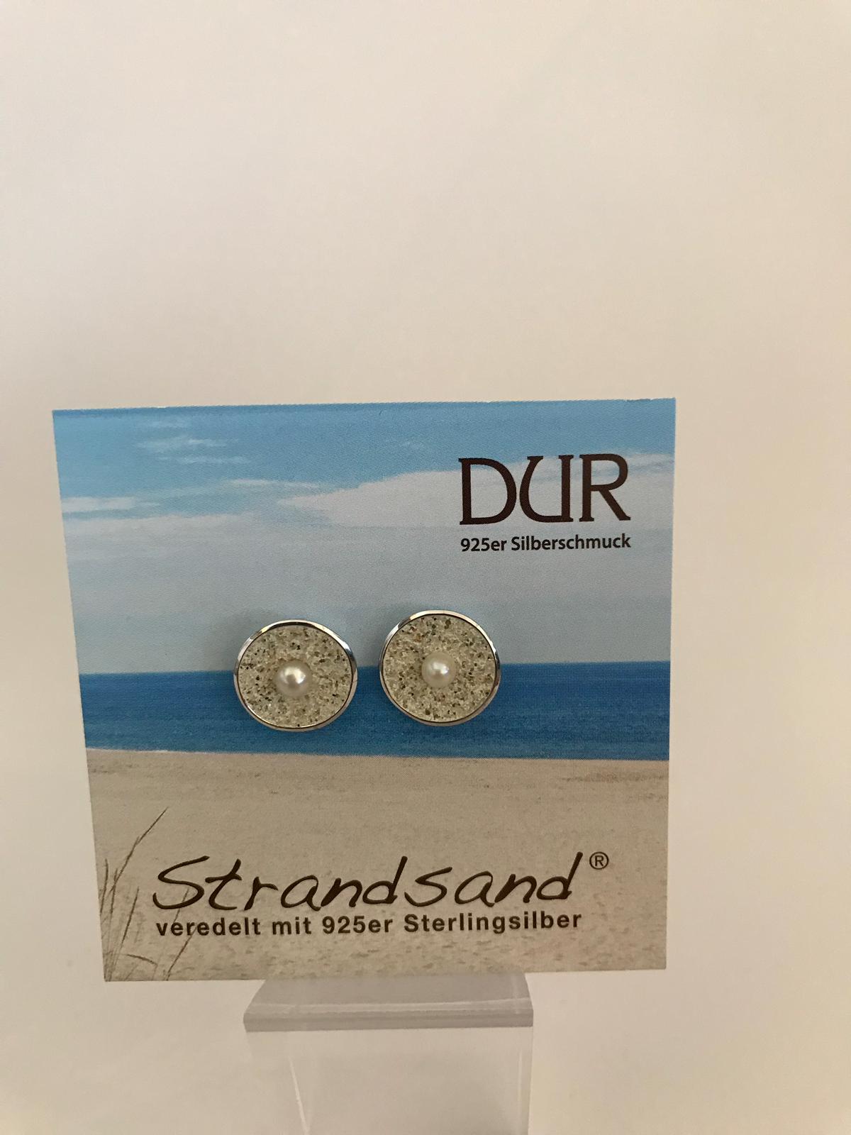 Ohrstecker - "DUR Strandsand/Perle" 925er Silber (rhodiniert)