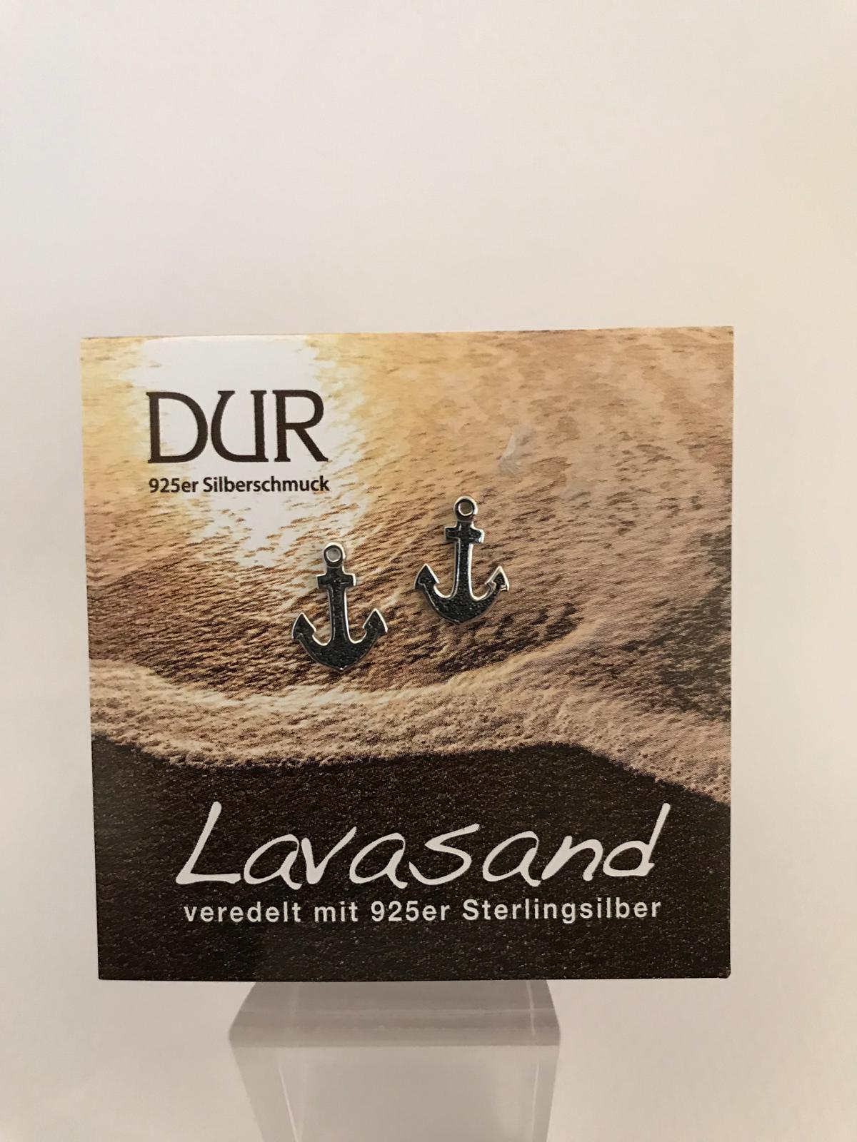 Ohrstecker - "DUR Anker" Lavasand/ 925er Silber (rhodiniert)