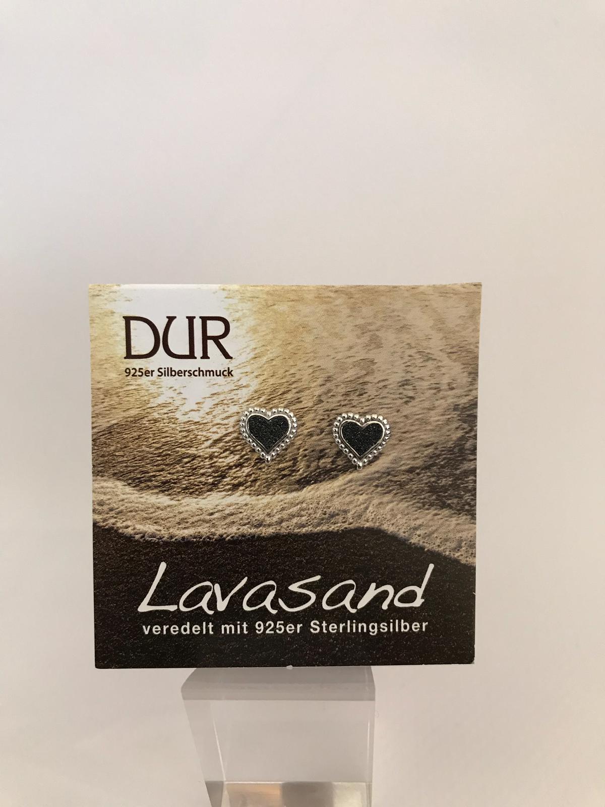 Ohrstecker - "DUR Herz" Lavasand/ 925er Silber (rhodiniert)