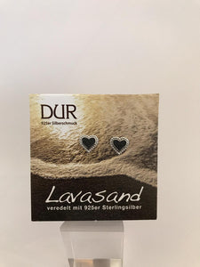 Ohrstecker - "DUR Herz" Lavasand/ 925er Silber (rhodiniert)