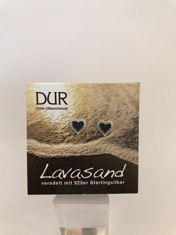 Ohrstecker - "DUR Herz" Lavasand/ 925er Silber (rhodiniert)