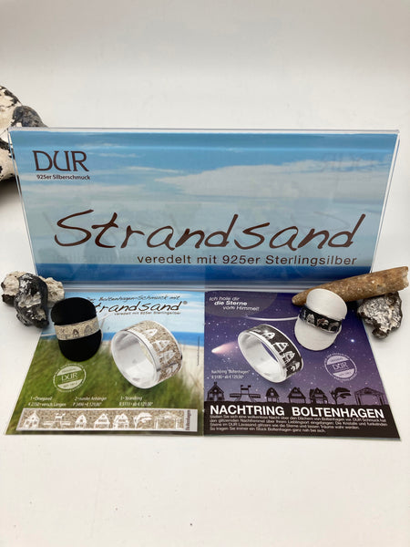 Ring - "DUR Boltenhagen" / 925er Silber / Strandsand / Lavasand